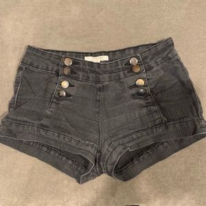 Black denim shorts